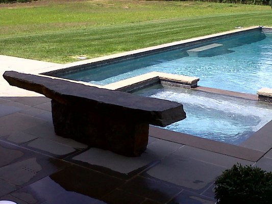 pool coping & bench