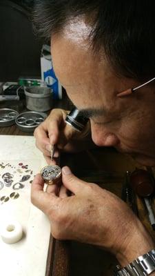 Don overhauling a Rolex 3135. Don't sneeze!