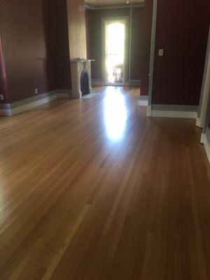 Restaurant 209. 145 year old red oak flooring refinished .