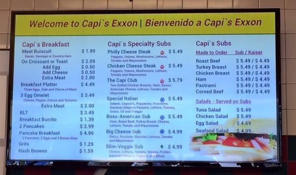 Menu at Capi's