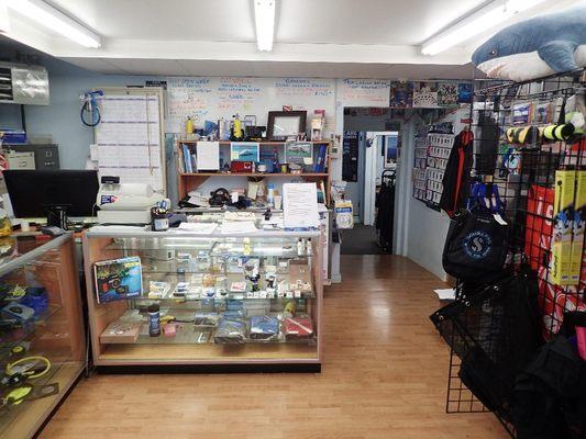 Inside dive shop at Enfield Scuba