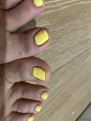 Wrongly painted pedicure