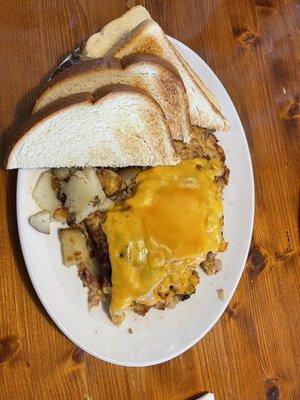 Make your own omelet and fried potatoes