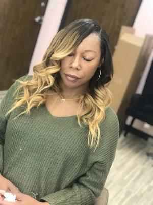 Custom color with a tradional sew-in