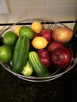 Mac apples, cucumbers, limes and lemons.