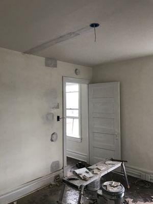 Patching wall after electric wire was installed