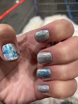 Unicorn  gels with added butterfly  and mermaid ‍ stamps