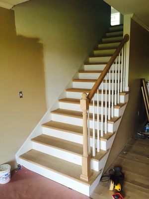 Oak Staircase and railing installation.