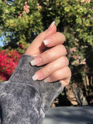 Regular pink and white ombré acrylic