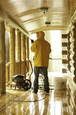 Professional Log Home Pressure Wash