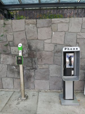 Swipe your hop card while admiring a real payphone.