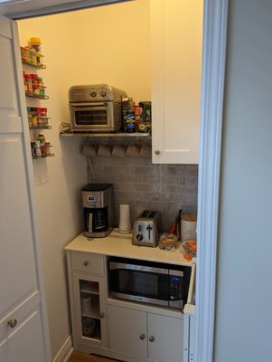 New pantry with built-ins and cabinet