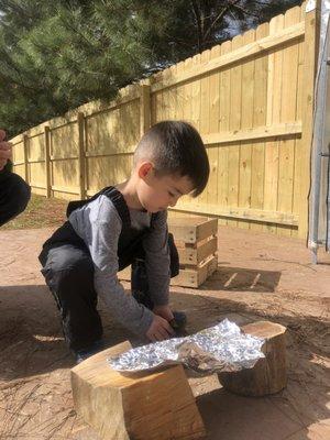 They are in he outdoor science classroom here, my son's favorite block.