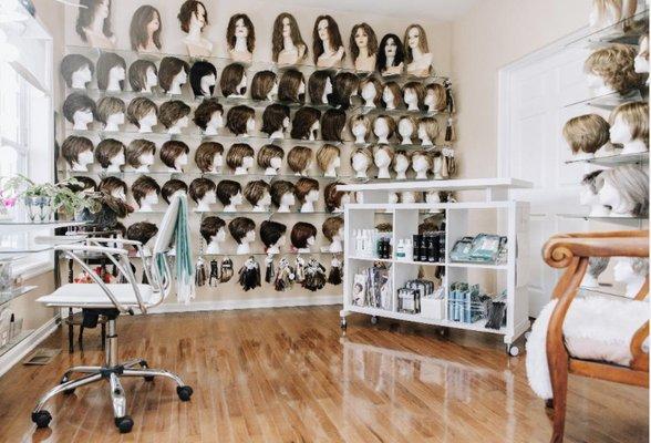 The Hair Lady is a private wig boutique in State College with approximately 200 wigs in stock. By appointment.