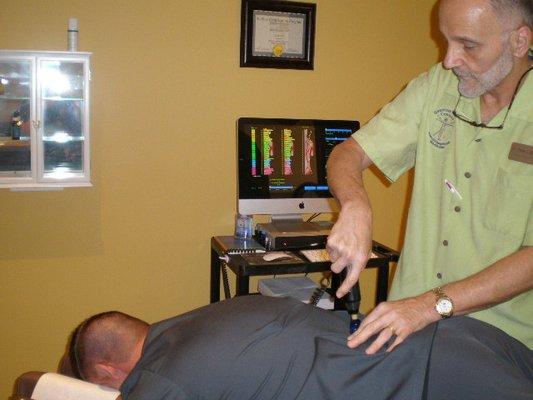 We use the Pulstar device for chiropractic spinal manipulations.