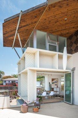 The Beach House, San Diego. Inspired by local lifeguard towers, this second story balcony and third story office overlook the ocean.