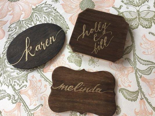 Stained wood placecards