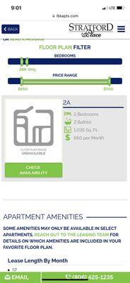 This shows that they charge $660/month for a 2 bedroom, 2 bathroom apartment, but they charge $925.