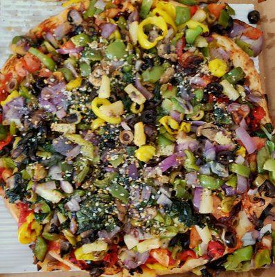 Veggie Pizza no cheese.