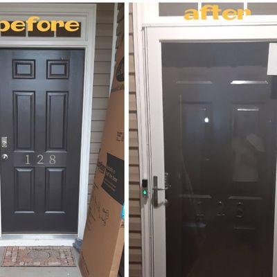 Storm door installation