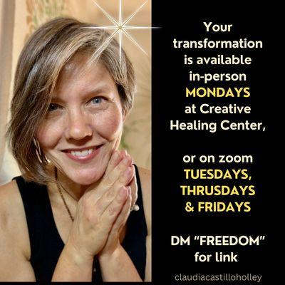 Openings in-person on Mondays at Creative Healing Center in Livermore.