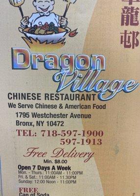 Picture from dragon village menu