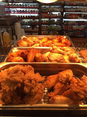 Wings choose from Cajun, mango habanero, garlic Parmesan, buffalo, Cajun sweet and sour, crispy, lemon pepper, or sirracha.