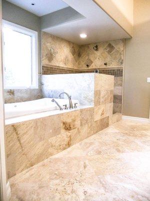 Custom stone mater bathroom remodel in Capistrano Beach