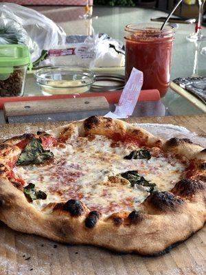 Here is the famous Neapolitan pizza from Napoli that I made from authentic ingredients. The party loved it!