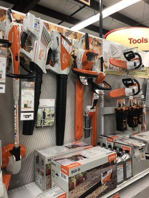 Full selection of battery operated Stihl power equipment.