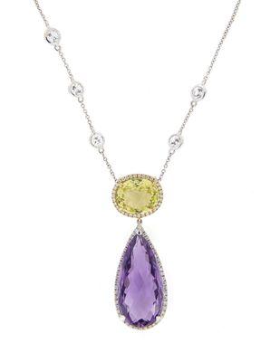 S-18194 Amethyst & Lemon Quartz Necklace