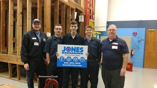 Sponsored SkillsUSA students: Jones Services HVAC technician Greg Kula, Mike, Thomas, Darryl, & Jones Services General Manager John Moroney