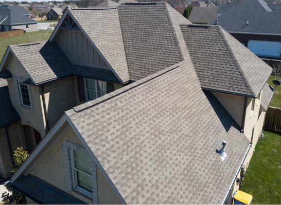 residential roof with asphalt shingles installed