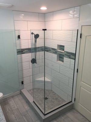 Bath Renovation- Glass Shower with Custom Tile