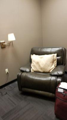 The private sleep room, with new recliner beds!