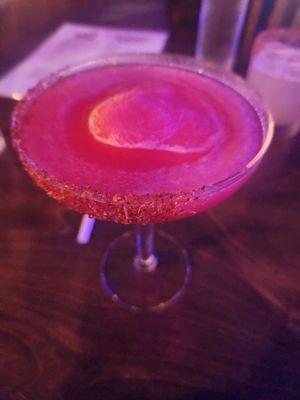 Hibiscus margarita with a spicy rim