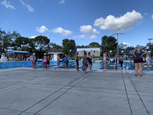 Getting ready to start Junior Piranhas swim practice