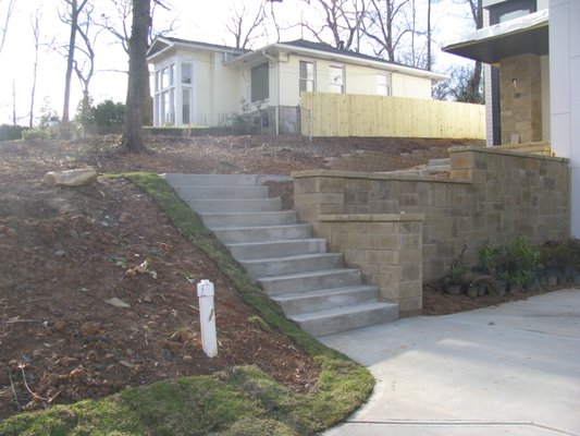 We placed Bermuda sod,made concrete steps, and wall for our client in Atlanta