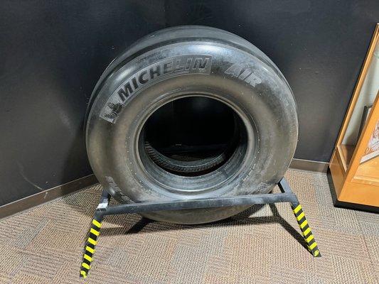 A tire from one of the shuttle Discovery's trips.