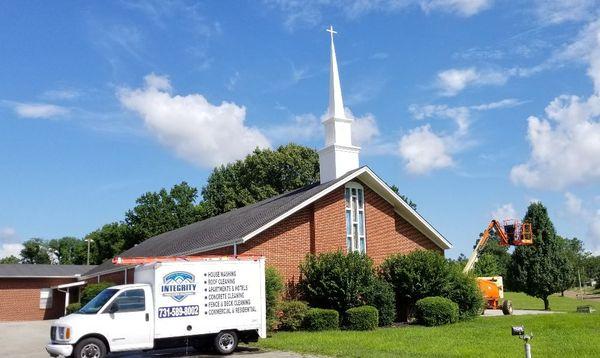 Church exterior cleaning in Brownsville, TN.