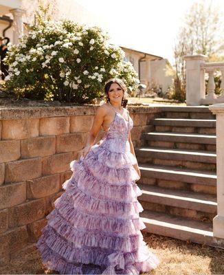 Lilac floral prom dress