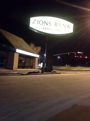 Zions Bank at night