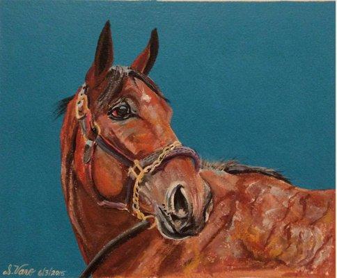 American Pharoah 11" x 15" Acrylic on Paper For Sale