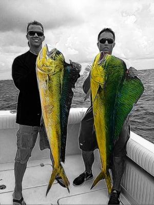 Two Big Dolphin caught aboard Two Conchs Charters.