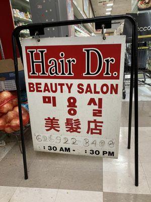 Salon name sign.