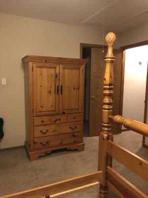 This is a solid bedroom set. The movers carefully placed everything wherever I wanted them to be placed.