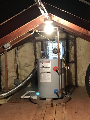 Water Heater Install in Attic.