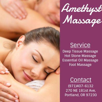 Amethyst Massage Grand Open in Portland,OR
 Pls feel free to call us:(971)407-6132