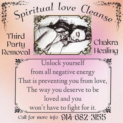 Unlock yourself from all negative energy, Spiritual love Cleanse. 
Third Party Removal, Chakra Healing