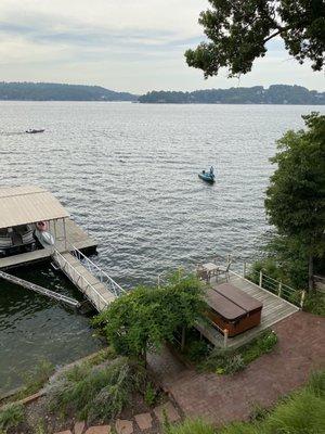 Hot tub overlooking the lake